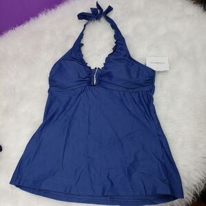 new croft & Barrow bust enhancer blue halter tankini top womens size 8